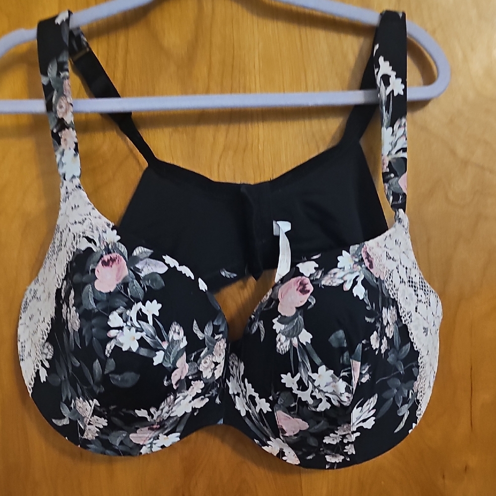 Black Floral Lace Women's Bra